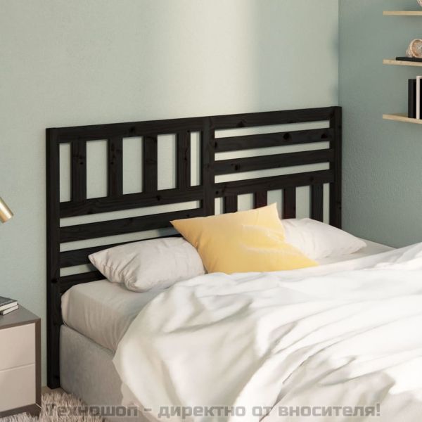 Горна табла за легло, черна, 166x4x100 см, бор масив