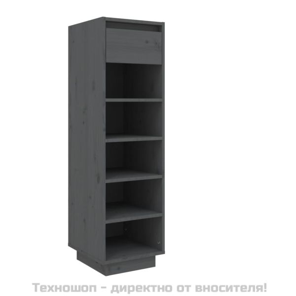 Пейка за обувки, Сив, 30x34x105 см, бор масив