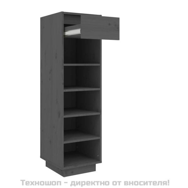 Пейка за обувки, Сив, 30x34x105 см, бор масив