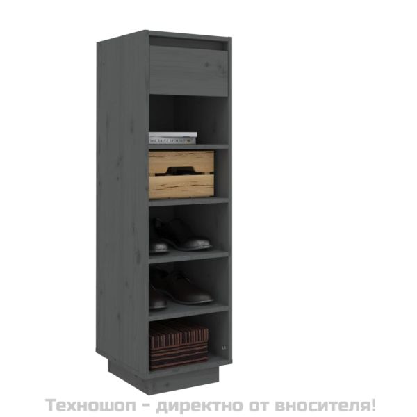 Пейка за обувки, Сив, 30x34x105 см, бор масив