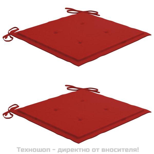 Възглавници за столове 2 бр червени 50x50x4 см Оксфорд плат