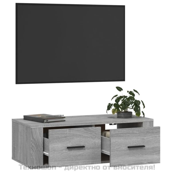 Висящ ТВ шкаф, сив сонома, 80x36x25 см, инженерно дърво