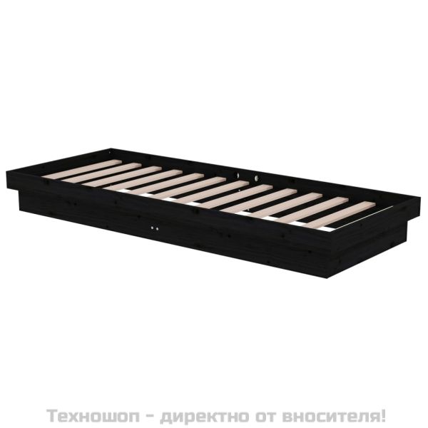 Рамка за легло черна масивно дърво 75x190 см Small Single