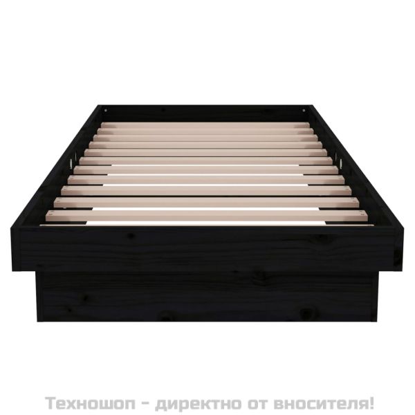 Рамка за легло черна масивно дърво 75x190 см Small Single