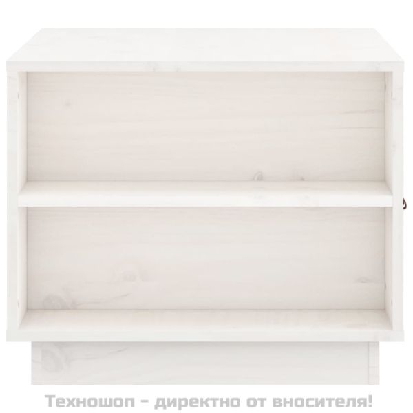 Кафе маса, бяла, 100x50x41 см, борово дърво масив