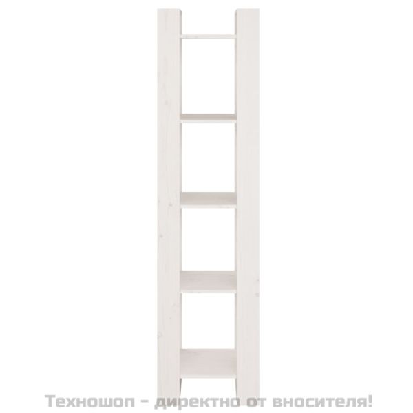 Библиотека/разделител за стая, бяла, 41x35x160 см, бор масив