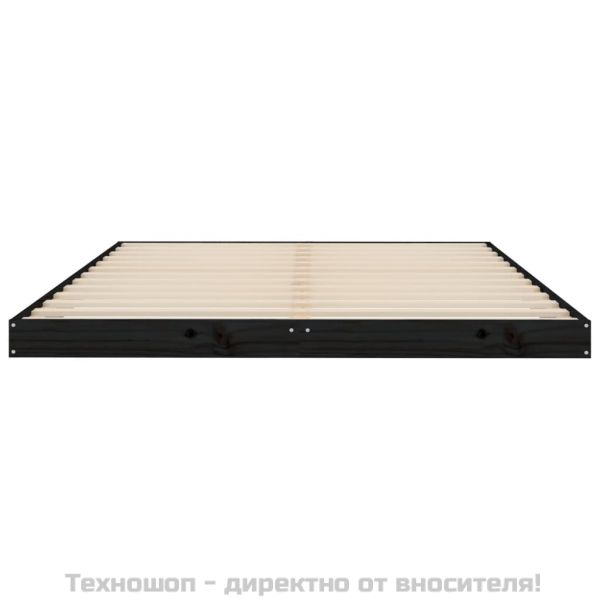 Рамка за легло, черна, 135x190 см, двойна, бор масив