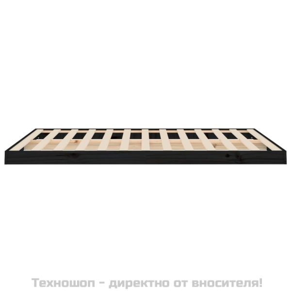 Рамка за легло, черна, 135x190 см, двойна, бор масив