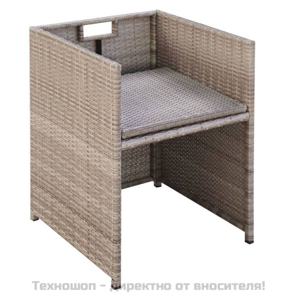 Градински комплект с възглавници, 9 части, бежов полиратан