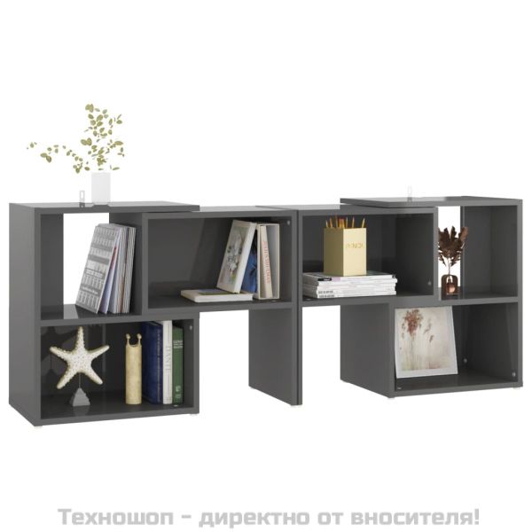 ТВ шкаф, сив гланц, 104x30x52 см, инженерно дърво