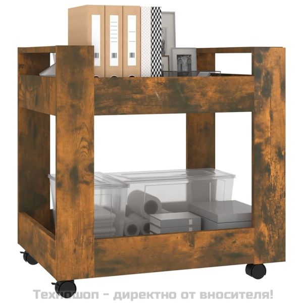 Бюро на колелца, опушен дъб, 60x45x60 см, инженерно дърво