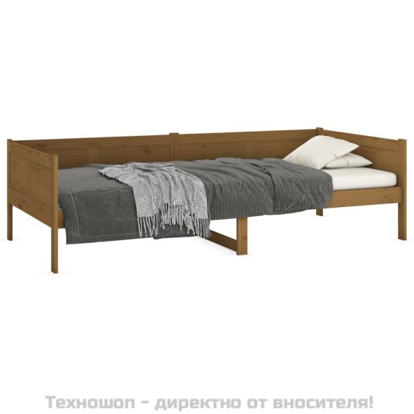 Дневно легло, меденокафяво, борово дърво масив, 90x190 см