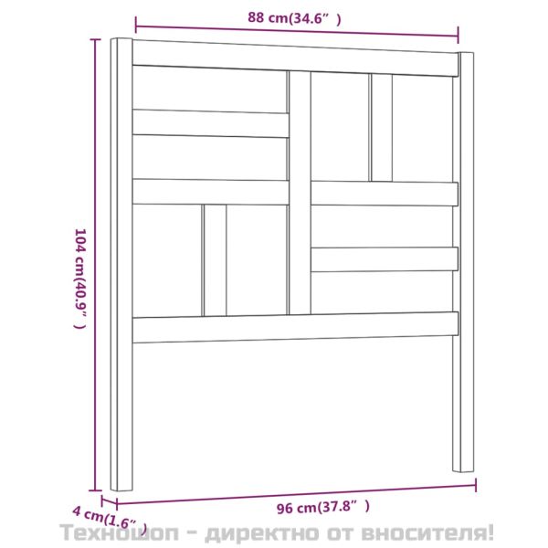 Горна табла за легло, сива, 96x4x104 см, бор масив