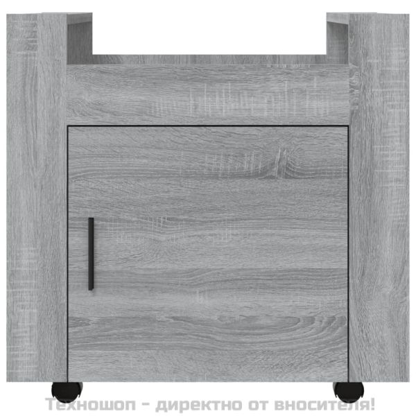 Бюро на колелца, сив сонома, 60x45x60 см, инженерно дърво