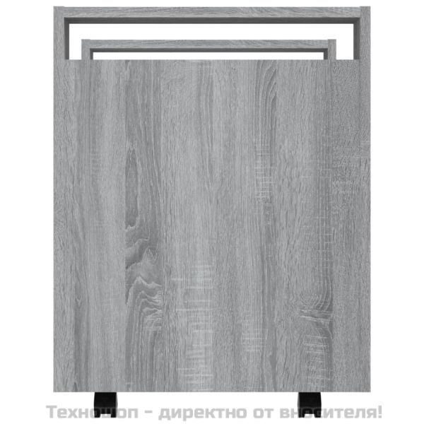 Бюро на колелца, сив сонома, 60x45x60 см, инженерно дърво