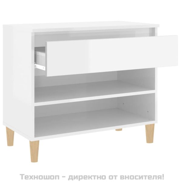 Шкаф за обувки, бял гланц, 70x36x60 см, инженерно дърво