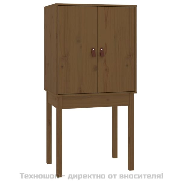 Висок шкаф, меденокафяв, 60x40x120 см, борово дърво масив