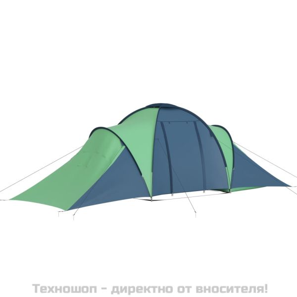 Къмпинг палатка за 6 души синьо и зелено