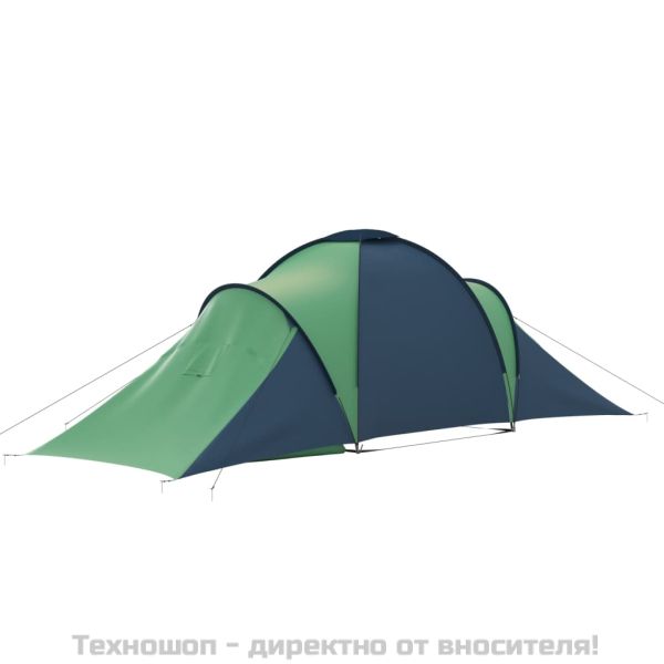 Къмпинг палатка за 6 души синьо и зелено