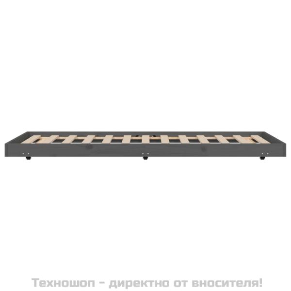 Рамка за легло, сиво, 75x190 см, борово дърво масив