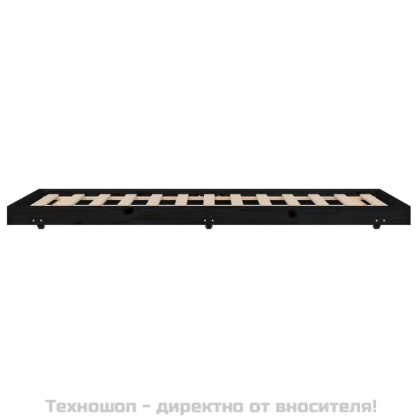 Рамка за легло, Черен 75x190 см борово дърво масив
