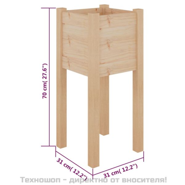 Градински сандък, 31x31x70 см, борово дърво масив