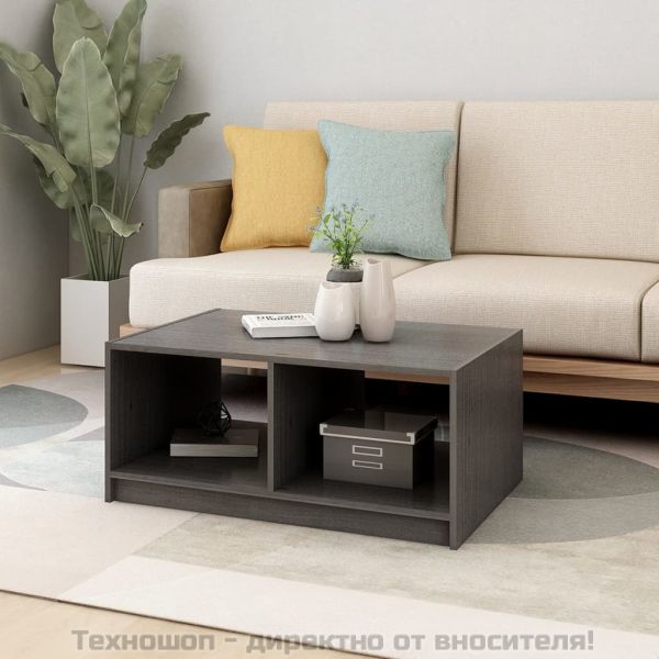 Маса за кафе, сива, 75x50x33,5 см, борово дърво масив