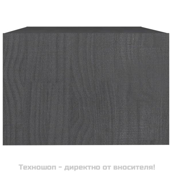 Маса за кафе, сива, 75x50x33,5 см, борово дърво масив