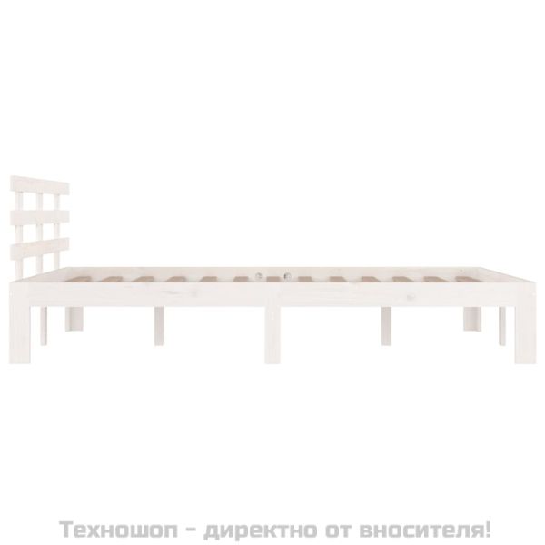 Рамка за легло, бяла, дърво масив, 180x200 cм, Super King