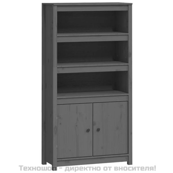 Висок шкаф, сив, 80x35x154 см, борово дърво масив