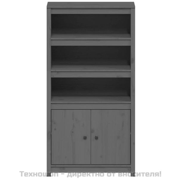 Висок шкаф, сив, 80x35x154 см, борово дърво масив
