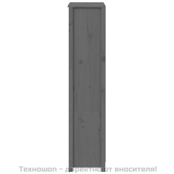 Висок шкаф, сив, 80x35x154 см, борово дърво масив