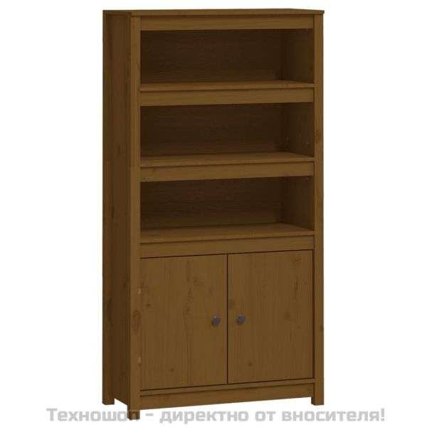 Висок шкаф, меденокафяв, 80x35x154 см, борово дърво масив