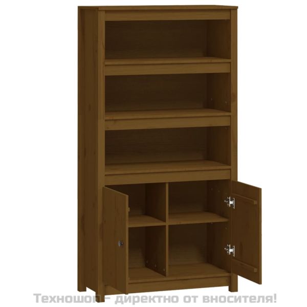 Висок шкаф, меденокафяв, 80x35x154 см, борово дърво масив