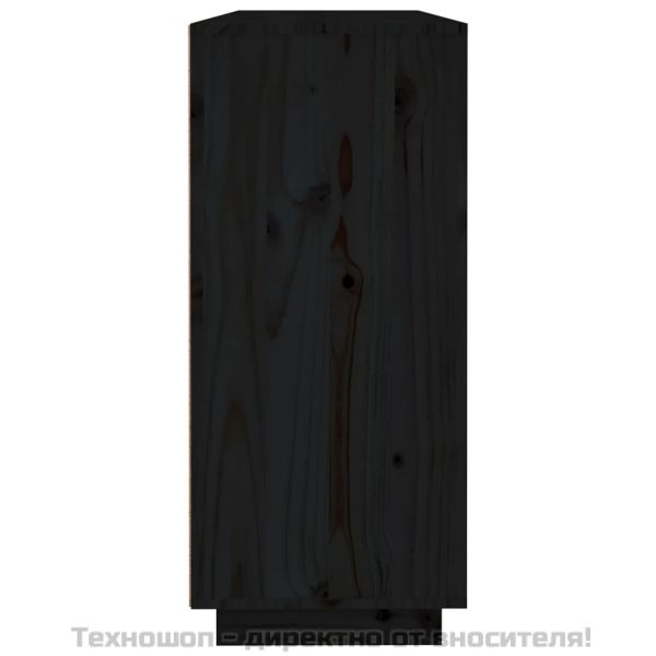 Сайдборд, черен, 120x35x80 см, бор масив