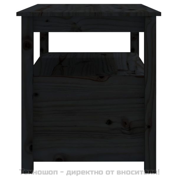 Кафе маса, черна, 71x49x55 см, борово дърво масив