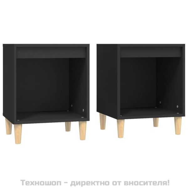 Нощни шкафчета, 2 бр, черен, 40x35x50 см
