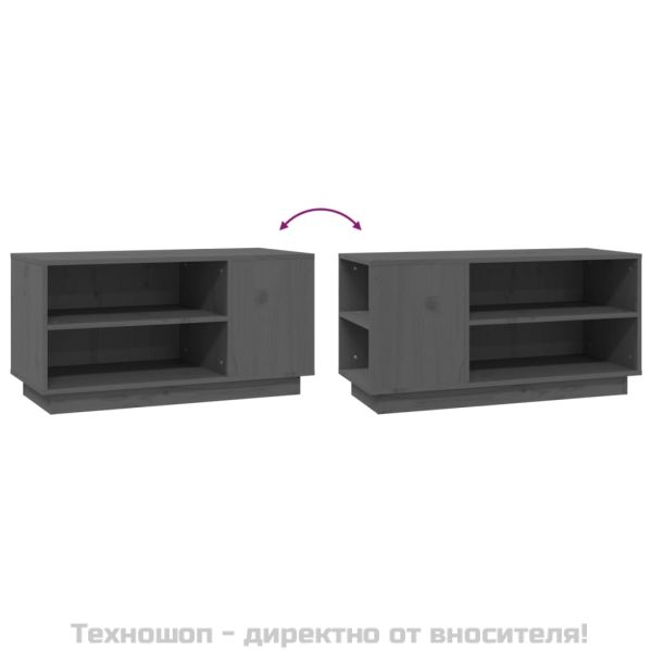 ТВ шкаф, сив, 80x35x40,5 см, бор масив