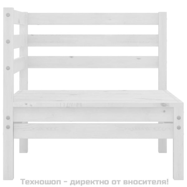 Градински лаундж комплект, 3 части, бор масив, бял