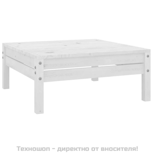 Градински лаундж комплект, 3 части, бор масив, бял