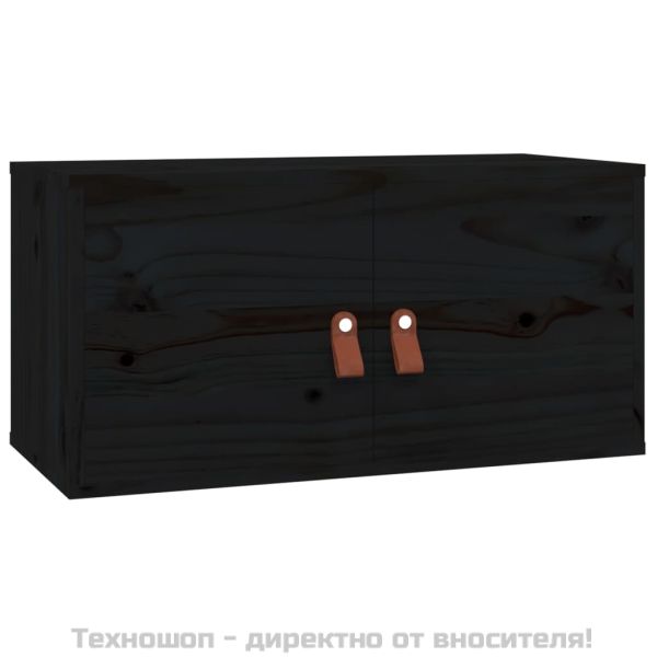 Стенни шкафове, 2 бр, черни, 60x30x30 см, бор масив