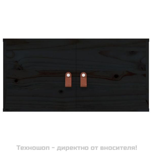 Стенни шкафове, 2 бр, черни, 60x30x30 см, бор масив