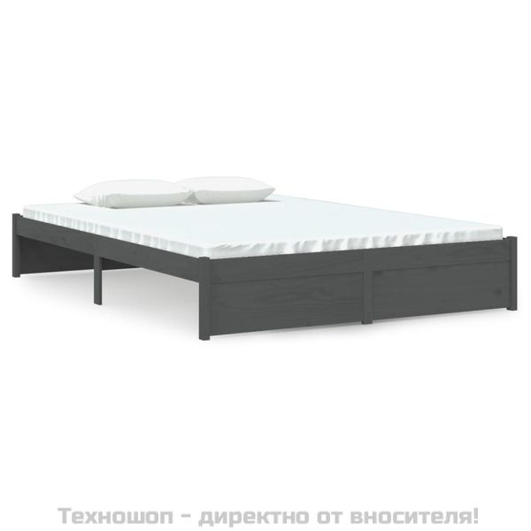 Рамка за легло, сива, масивно дърво, 140х200 см