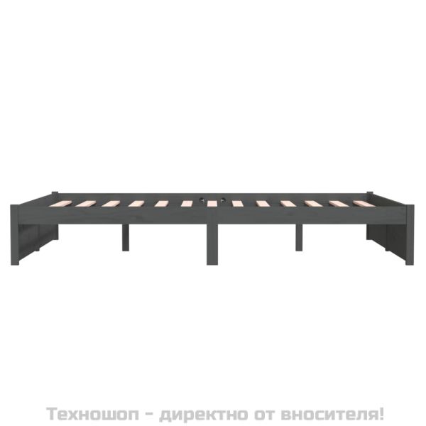 Рамка за легло, сива, масивно дърво, 140х200 см