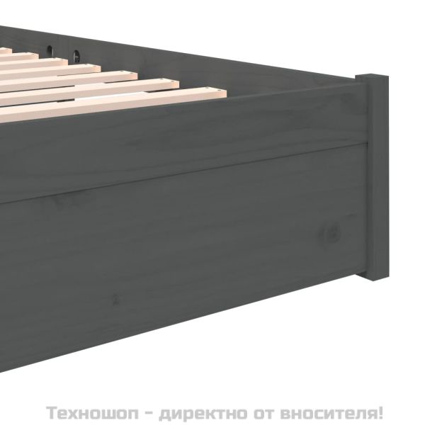 Рамка за легло, сива, масивно дърво, 140х200 см