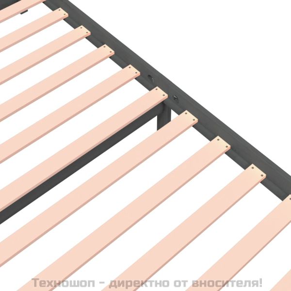 Рамка за легло, сива, масивно дърво, 140х200 см