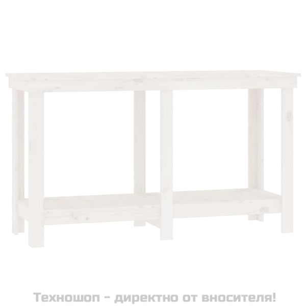 Работна маса Бяла 140x50x80 см борово дърво масив