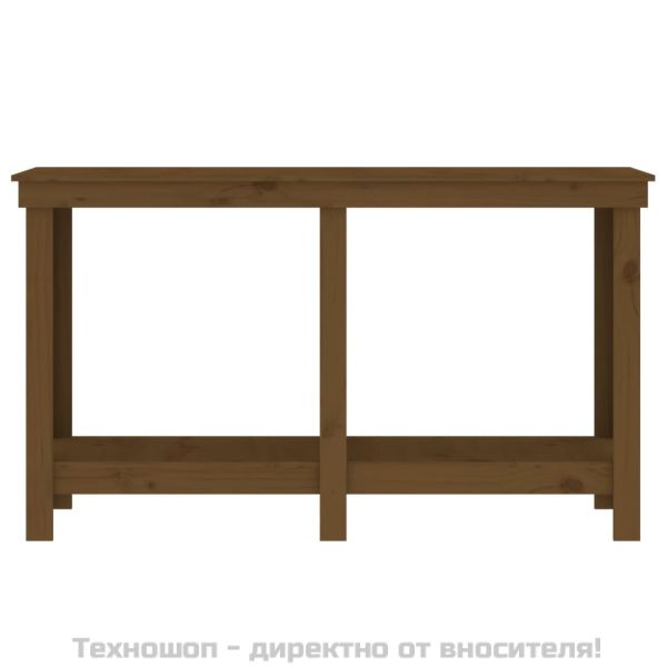 Работна маса меденокафява 140x50x80 см борово дърво масив