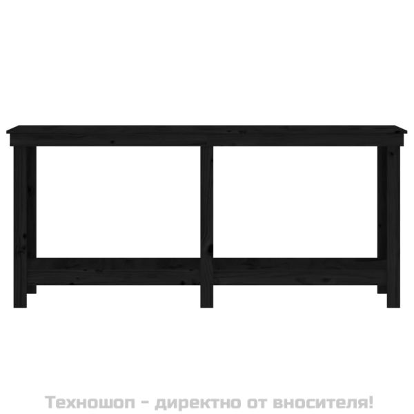 Работна маса черна 180x50x80 см борово дърво масив