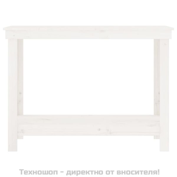 Работна маса бяла 110x50x80 см борово дърво масив